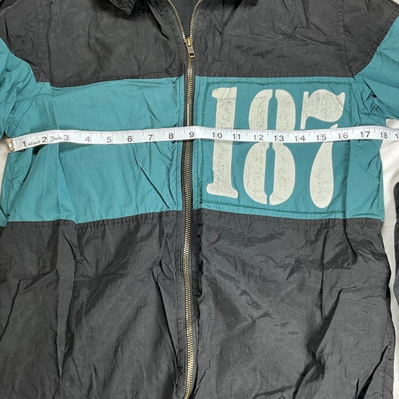 FTP 187 Streetwear Windbreaker Jacket Black Teal Zip Small Rare - Picture 15 of 16